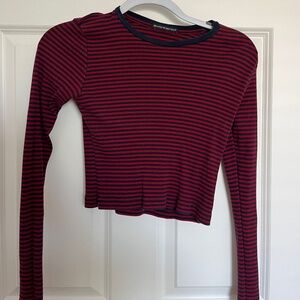 Brandy Melville Navy and Red Stripped Top